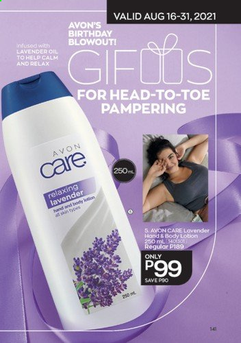 thumbnail - Avon offer  - 1.8.2021 - 31.8.2021 - Sales products - Avon, body lotion. Page 141.