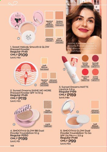 thumbnail - Avon offer  - 1.8.2021 - 31.8.2021 - Sales products - lipstick, face powder, powder foundation. Page 144.