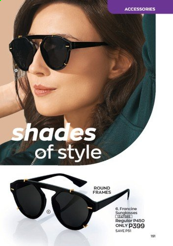 thumbnail - Avon offer  - 1.8.2021 - 31.8.2021 - Sales products - shades, sunglasses. Page 191.