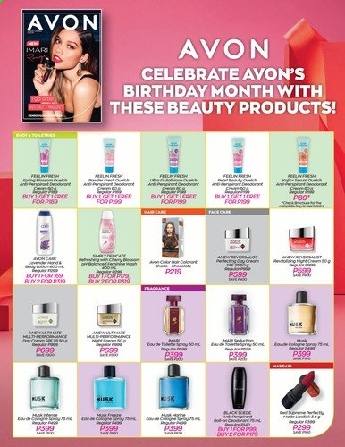 thumbnail - Avon offer  - 1.8.2021 - 31.8.2021 - Sales products - Avon, Anew, cologne, Imari, makeup. Page 1.