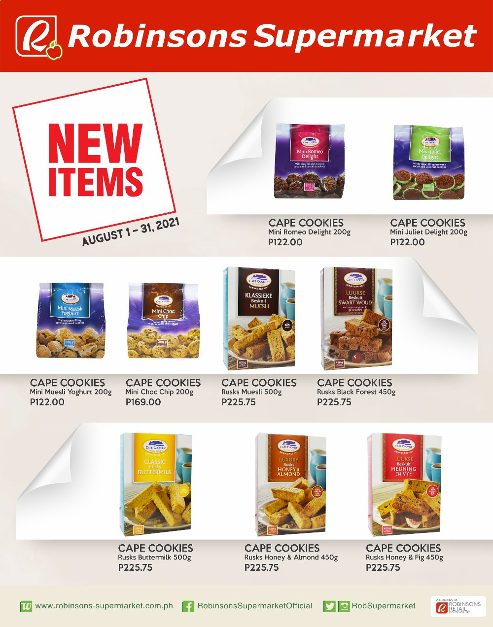 thumbnail - Robinsons Supermarket offer  - 1.8.2021 - 31.8.2021 - Sales products - yoghurt, buttermilk, cookies, muesli, honey. Page 3.