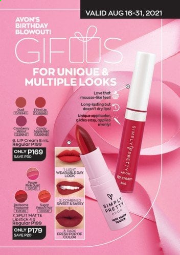 Avon offer  - 16.8.2021 - 31.8.2021 - Sales products - Avon, lipstick. Page 15.