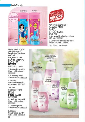 Avon offer  - 1.9.2021 - 30.9.2021 - Sales products - Disney, Avon, body lotion. Page 60.