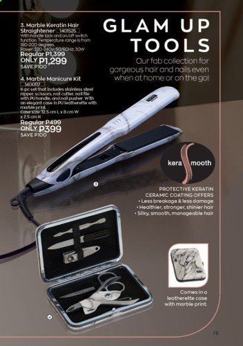 thumbnail - Avon offer  - 1.9.2021 - 30.9.2021 - Sales products - Fab, keratin, manicure, manicure tool, straightener. Page 75.