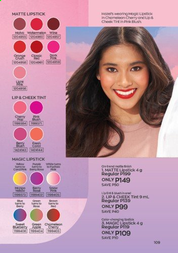 thumbnail - Avon offer  - 1.9.2021 - 30.9.2021 - Sales products - lipstick, cheek tint. Page 109.