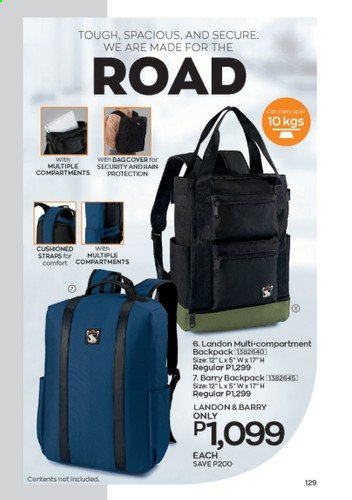 Avon offer  - 1.9.2021 - 30.9.2021 - Sales products - backpack. Page 129.