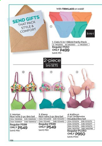 Avon offer  - 1.9.2021 - 30.9.2021 - Sales products - bikini, bra. Page 158.