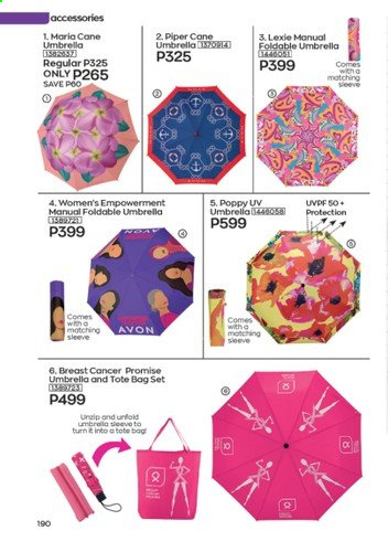 thumbnail - Avon offer  - 1.9.2021 - 30.9.2021 - Sales products - Avon, bag, tote, tote bag, umbrella. Page 190.