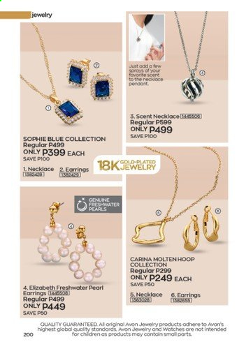 thumbnail - Avon offer  - 1.9.2021 - 30.9.2021 - Sales products - Avon, earrings, necklace, watch, jewelry. Page 200.