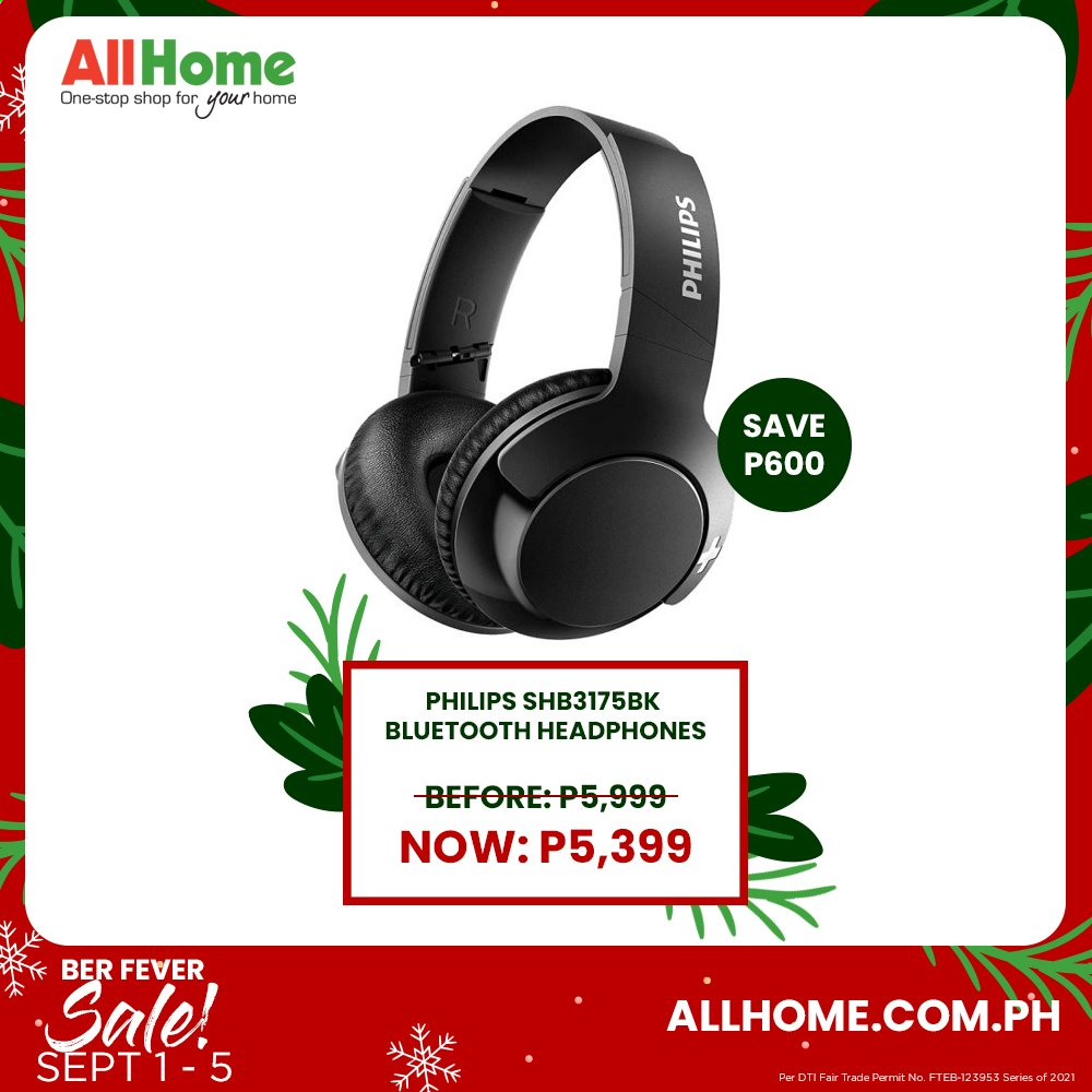 AllHome offer  - 1.9.2021 - 5.9.2021 - Sales products - Philips, headphones. Page 6.