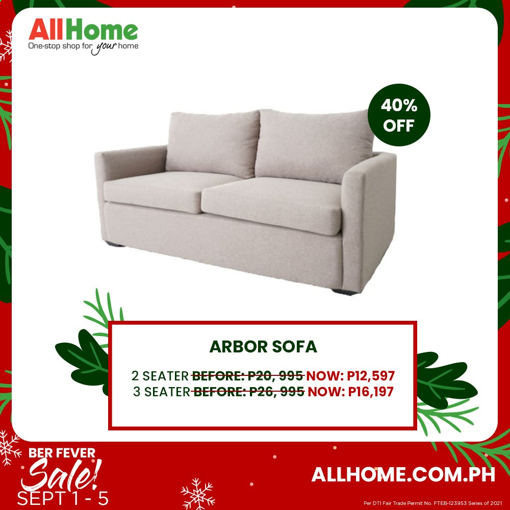 AllHome offer  - 1.9.2021 - 5.9.2021 - Sales products - sofa. Page 20.