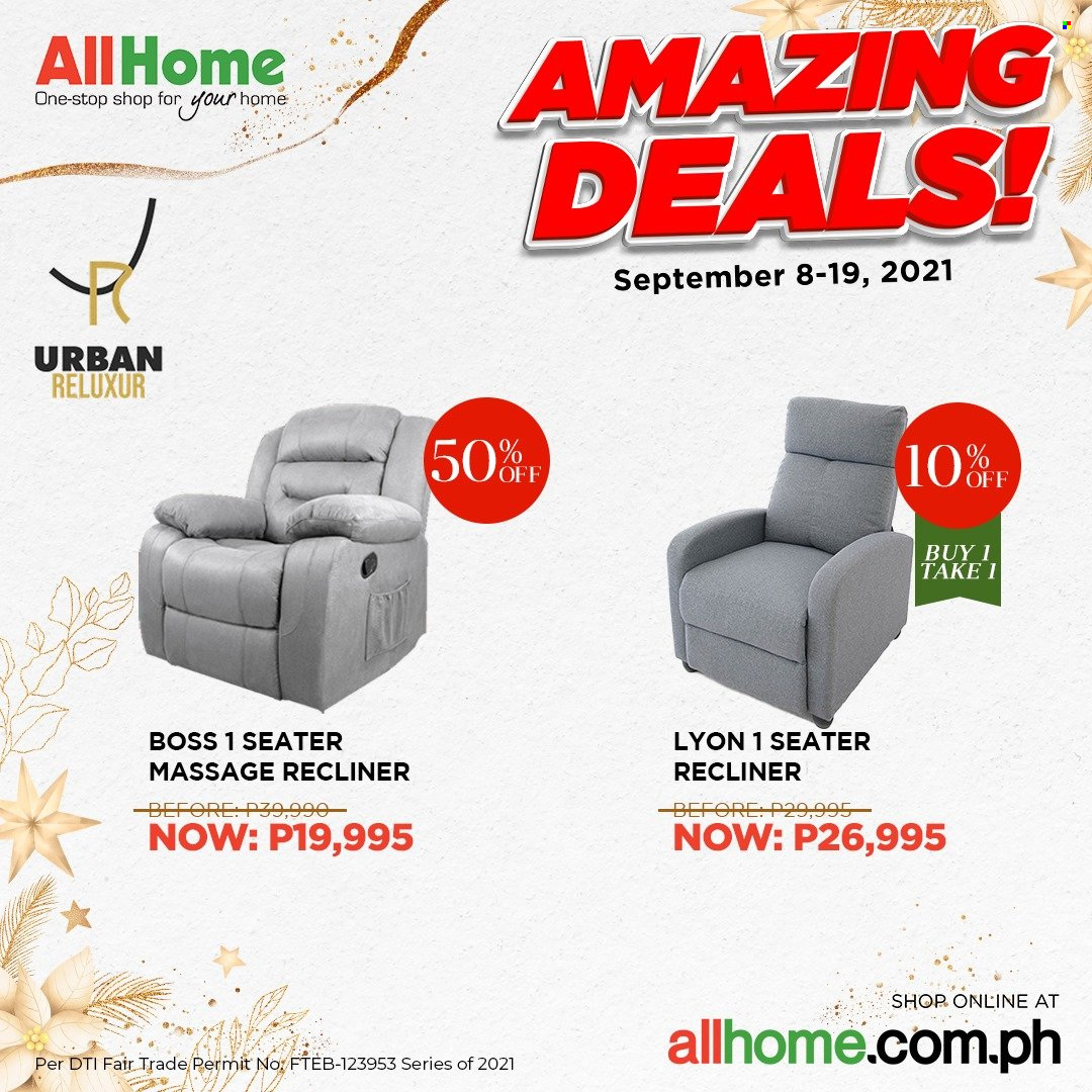 AllHome offer  - 8.9.2021 - 19.9.2021 - Sales products - recliner chair. Page 2.