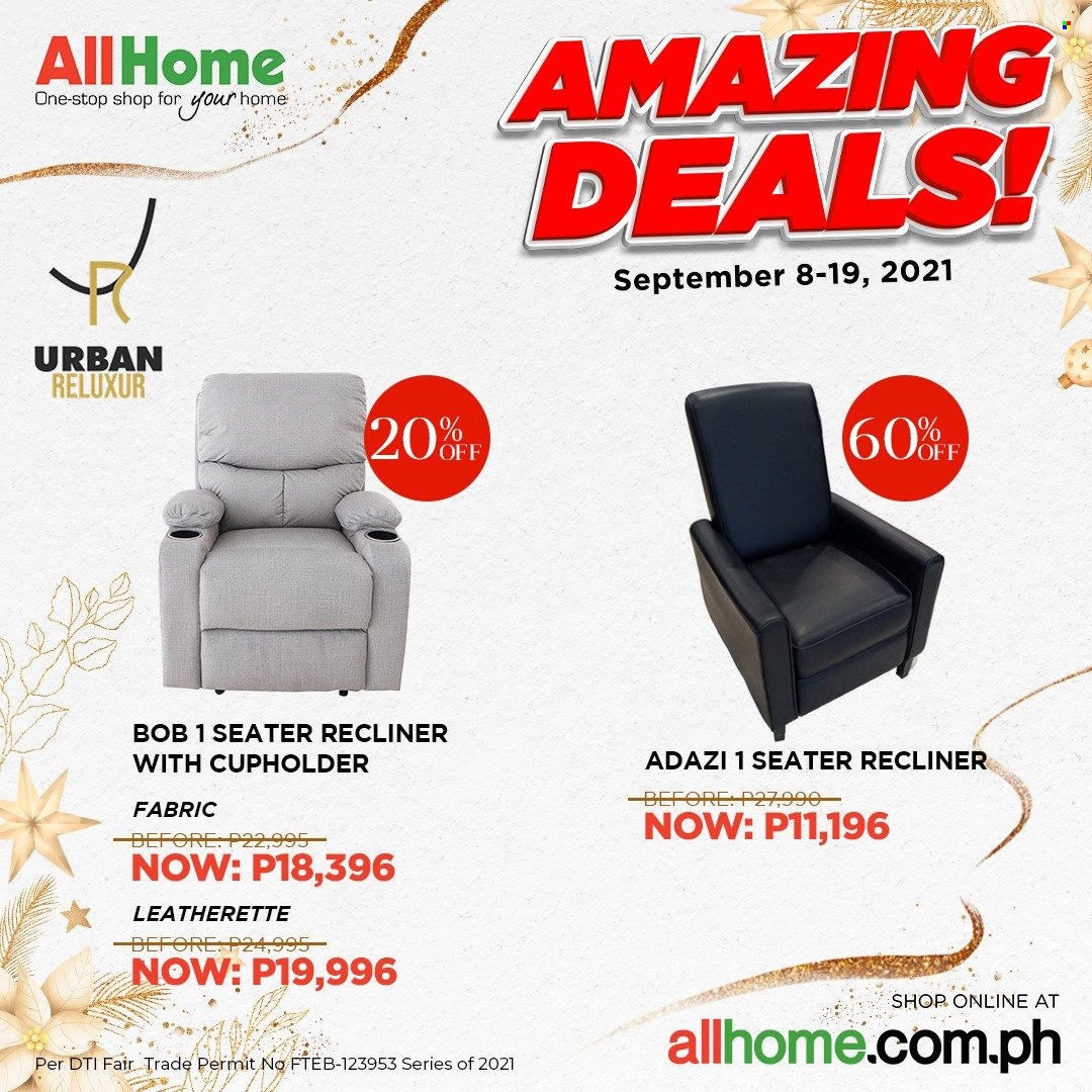 AllHome offer  - 8.9.2021 - 19.9.2021 - Sales products - recliner chair. Page 3.