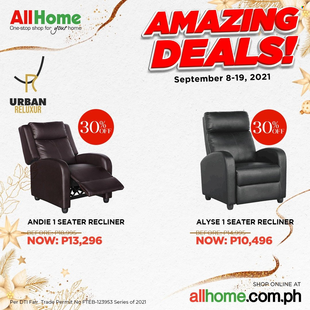 AllHome offer  - 8.9.2021 - 19.9.2021 - Sales products - recliner chair. Page 4.