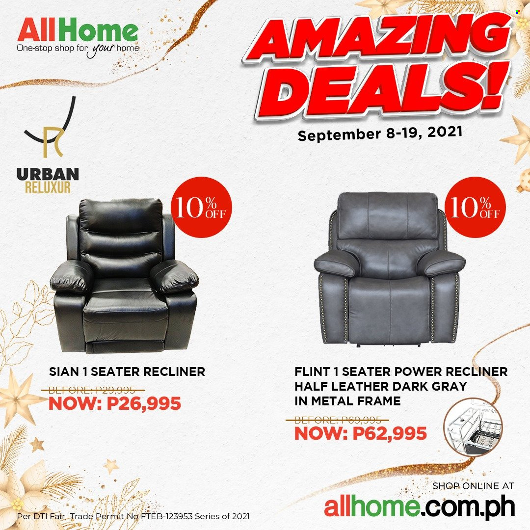 AllHome offer  - 8.9.2021 - 19.9.2021 - Sales products - recliner chair, metal frame. Page 5.