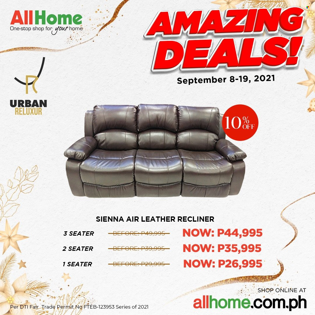 AllHome offer  - 8.9.2021 - 19.9.2021 - Sales products - recliner chair. Page 6.