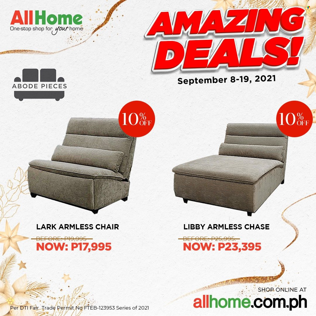 AllHome offer  - 8.9.2021 - 19.9.2021 - Sales products - chair. Page 12.