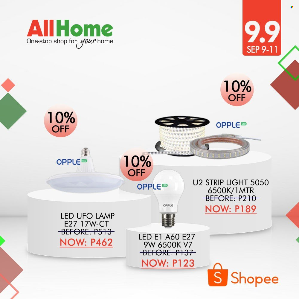 thumbnail - AllHome offer  - 9.9.2021 - 11.9.2021 - Sales products - lamp. Page 3.