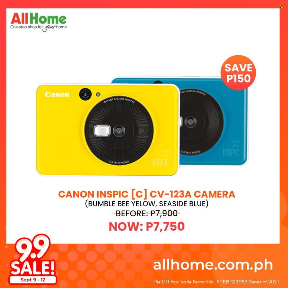 AllHome offer  - 9.9.2021 - 12.9.2021 - Sales products - camera, Canon, printer. Page 4.