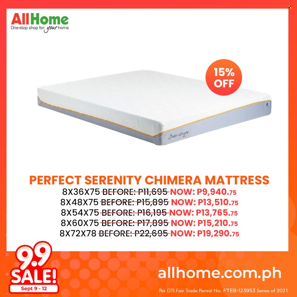 thumbnail - AllHome offer  - 9.9.2021 - 12.9.2021 - Sales products - mattress. Page 8.