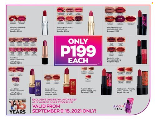thumbnail - Avon offer  - 9.9.2021 - 15.9.2021 - Sales products - Avon, lipstick. Page 6.