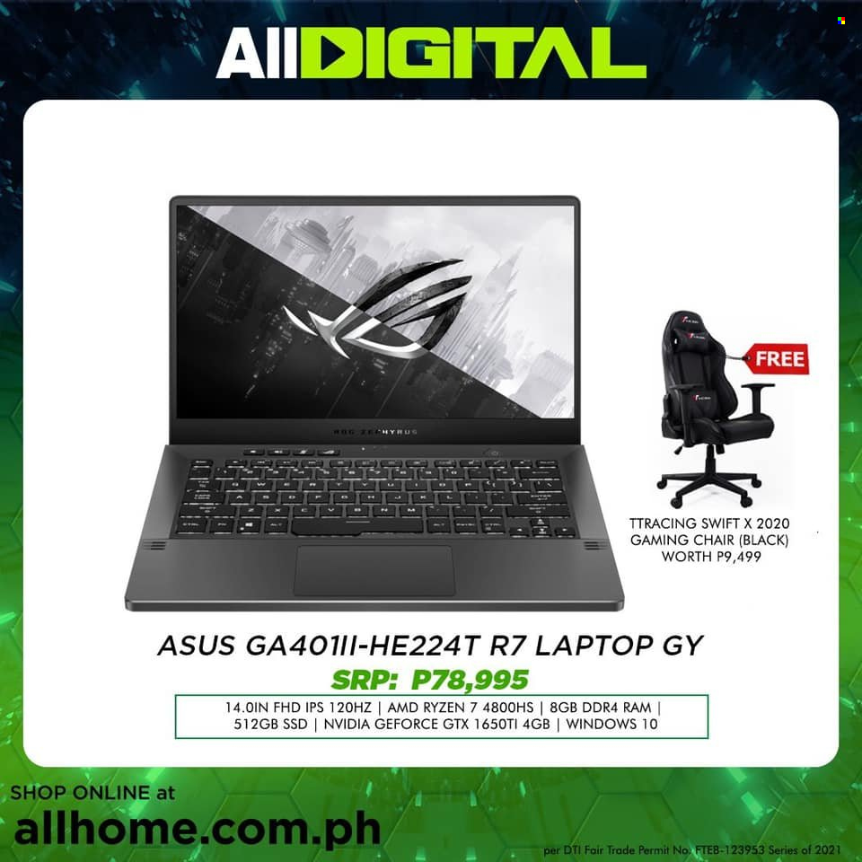 thumbnail - AllHome offer  - 15.9.2021 - 18.9.2021 - Sales products - Asus, laptop, chair. Page 2.