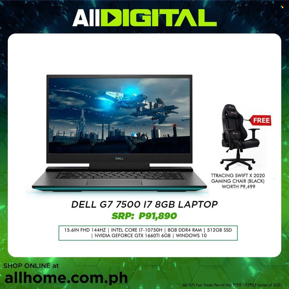 AllHome offer  - 15.9.2021 - 18.9.2021 - Sales products - Dell, laptop, Intel, chair, gaming chair. Page 3.