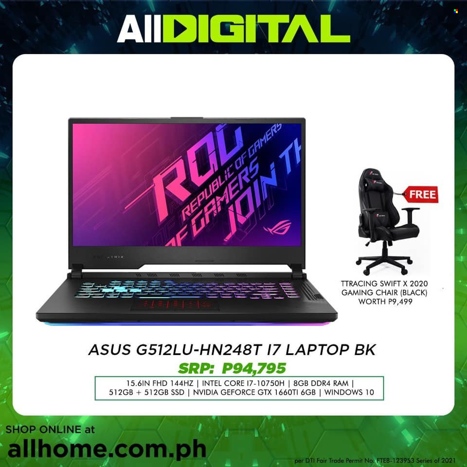 thumbnail - AllHome offer  - 15.9.2021 - 18.9.2021 - Sales products - Asus, laptop, Intel, chair. Page 4.