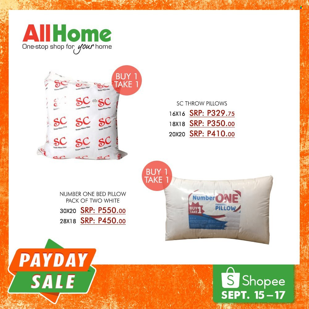 AllHome offer  - 15.9.2021 - 17.9.2021 - Sales products - pillow, bed. Page 13.