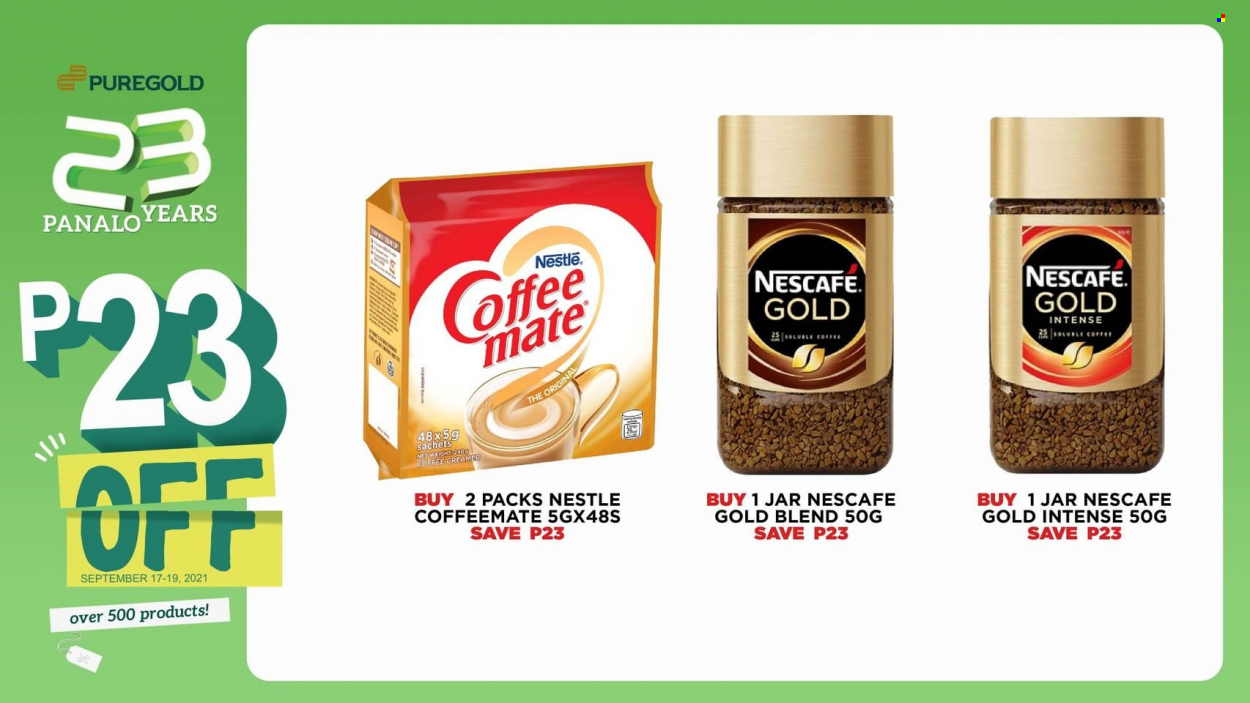 thumbnail - Puregold offer  - 17.9.2021 - 19.9.2021 - Sales products - Nestlé, Nescafé, coffee. Page 92.