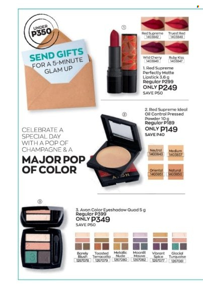 thumbnail - Avon offer  - 16.9.2021 - 30.9.2021 - Sales products - Avon, eyeshadow, lipstick, face powder. Page 14.