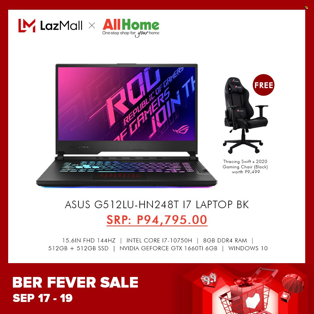AllHome offer  - 17.9.2021 - 19.9.2021 - Sales products - Asus, laptop, Intel, chair, gaming chair. Page 2.