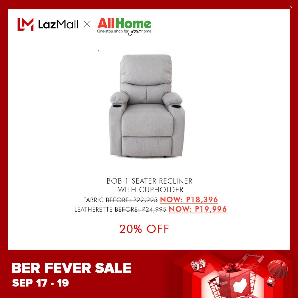 thumbnail - AllHome offer  - 17.9.2021 - 19.9.2021 - Sales products - recliner chair. Page 13.