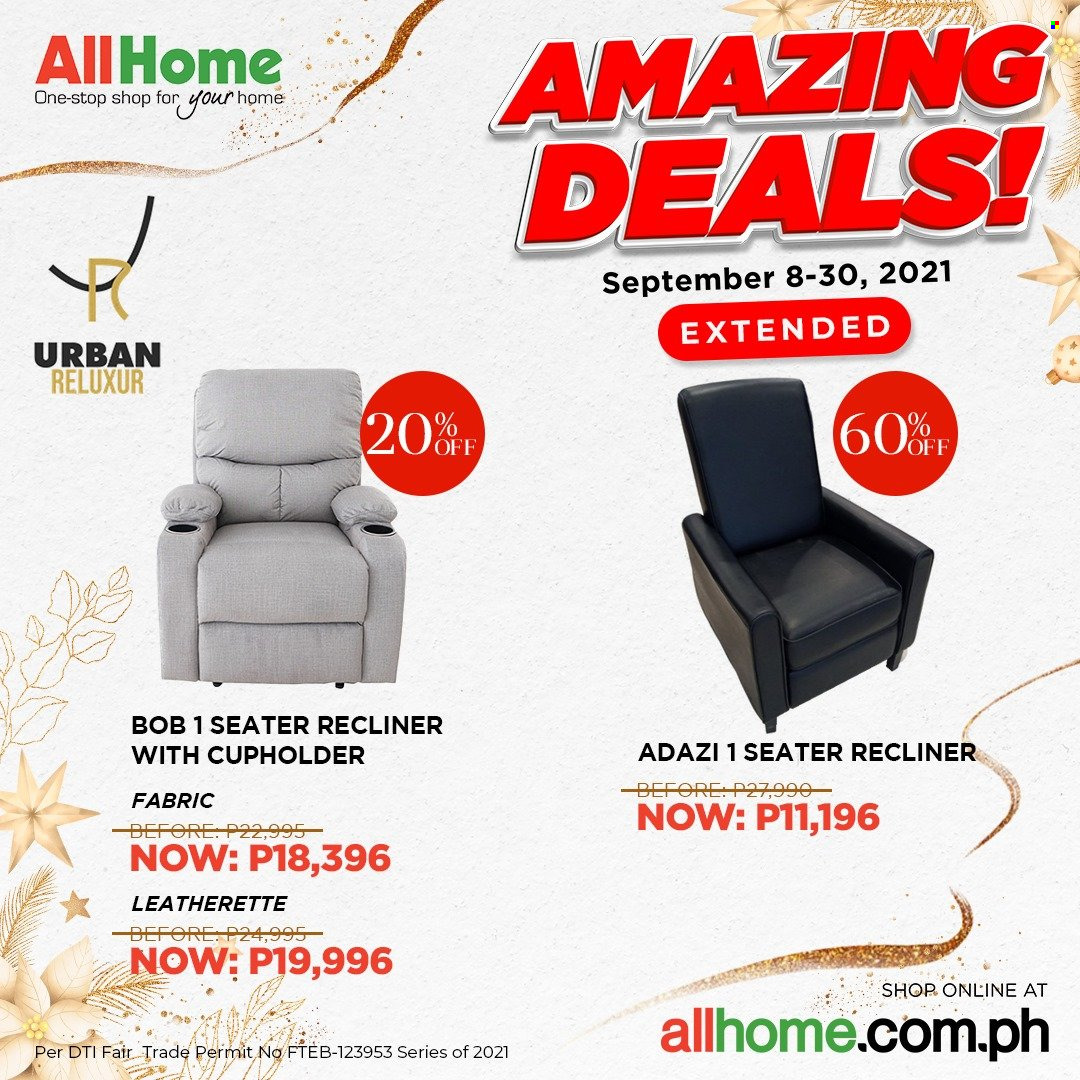 thumbnail - AllHome offer  - 8.9.2021 - 30.9.2021 - Sales products - recliner chair. Page 3.