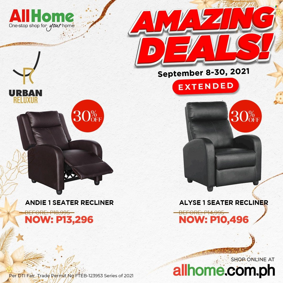 thumbnail - AllHome offer  - 8.9.2021 - 30.9.2021 - Sales products - recliner chair. Page 4.