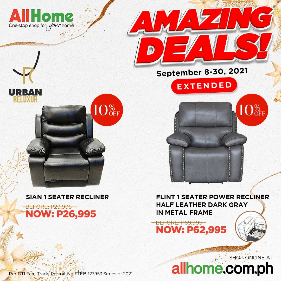 thumbnail - AllHome offer  - 8.9.2021 - 30.9.2021 - Sales products - recliner chair, metal frame. Page 5.