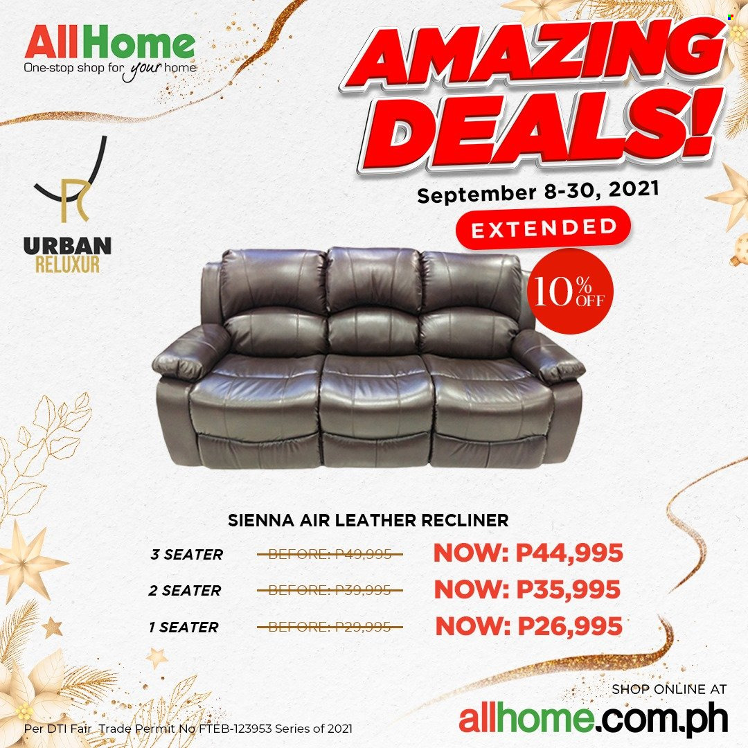AllHome offer  - 8.9.2021 - 30.9.2021 - Sales products - recliner chair. Page 6.