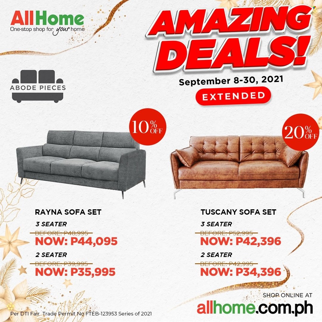 AllHome offer  - 8.9.2021 - 30.9.2021 - Sales products - sofa. Page 9.