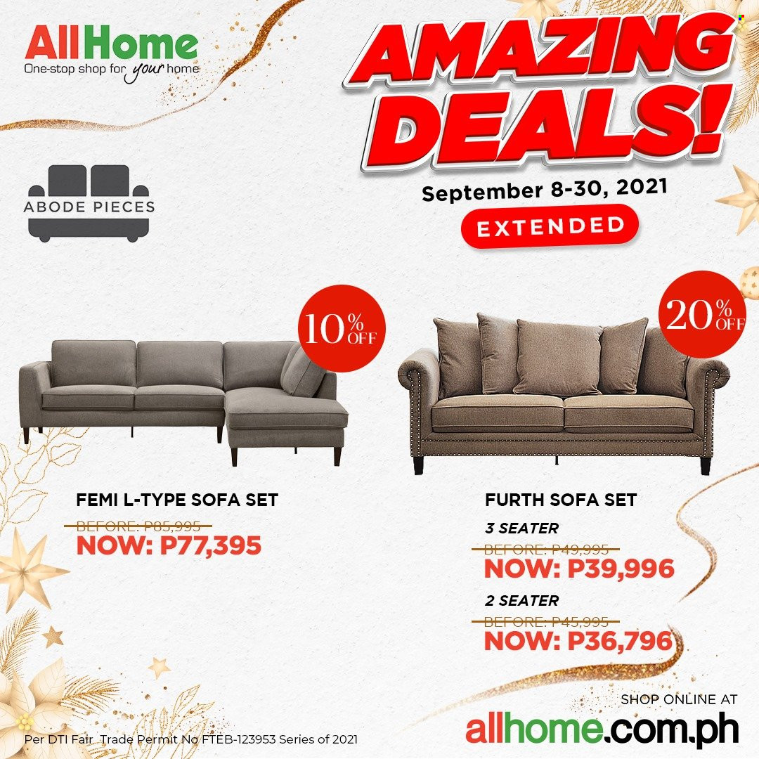 thumbnail - AllHome offer  - 8.9.2021 - 30.9.2021 - Sales products - sofa. Page 10.
