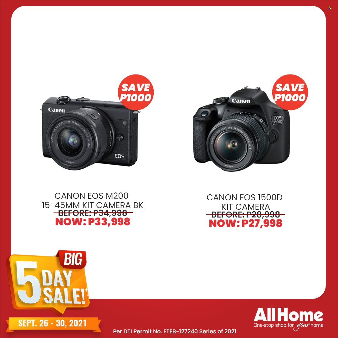 thumbnail - AllHome offer  - 26.9.2021 - 30.9.2021 - Sales products - camera, Canon. Page 5.