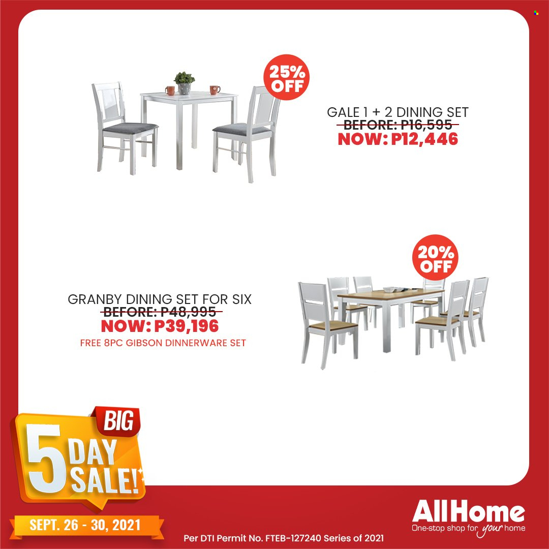 thumbnail - AllHome offer  - 26.9.2021 - 30.9.2021 - Sales products - dinnerware set, dining set. Page 12.