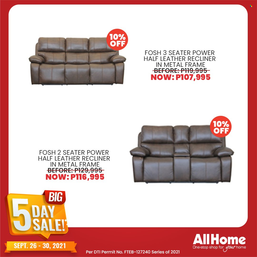 AllHome offer  - 26.9.2021 - 30.9.2021 - Sales products - recliner chair, metal frame. Page 13.