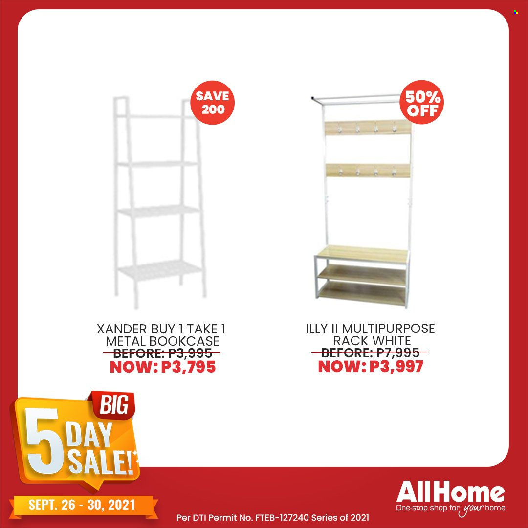 AllHome offer  - 26.9.2021 - 30.9.2021 - Sales products - bookcase. Page 21.