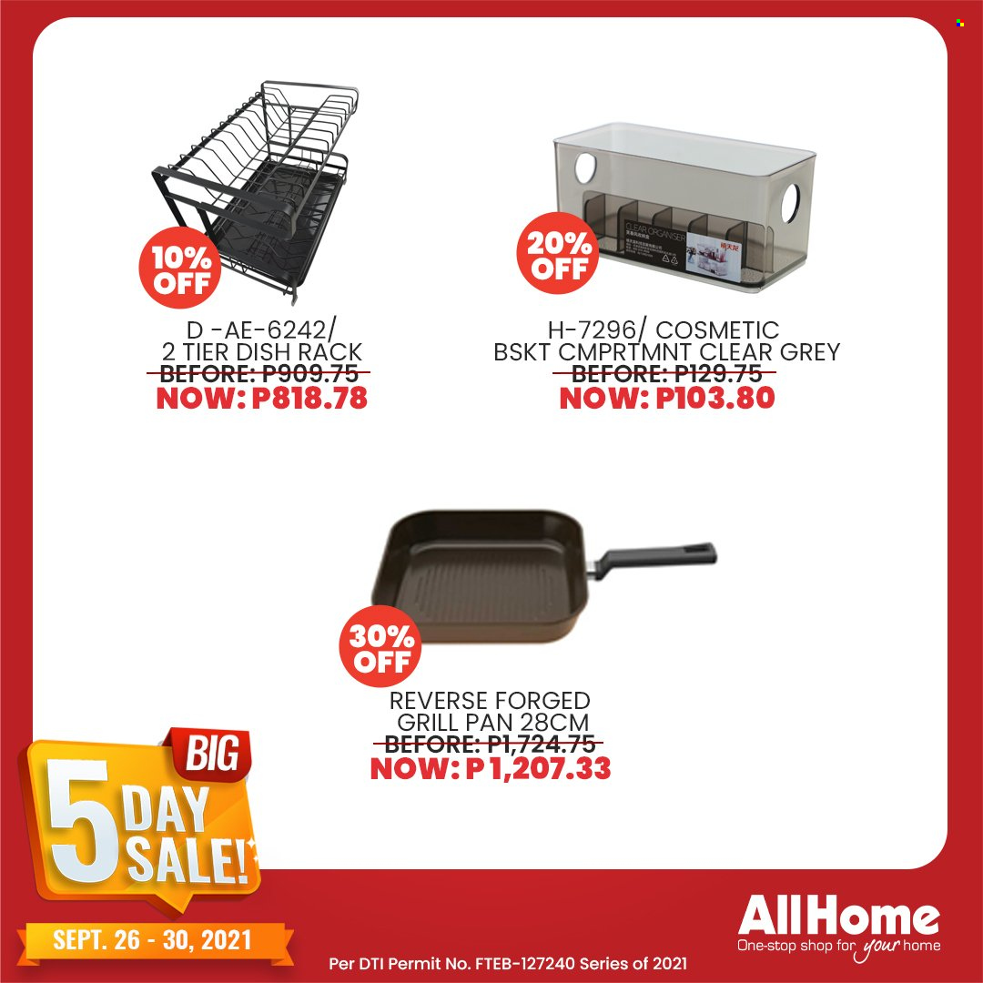 AllHome offer  - 26.9.2021 - 30.9.2021 - Sales products - pan, grill pan, dish rack. Page 30.