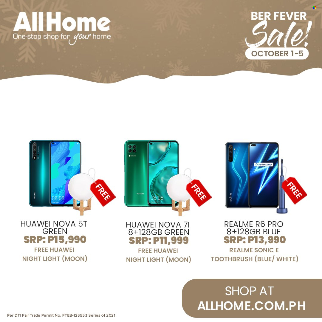 thumbnail - AllHome offer  - 1.10.2021 - 5.10.2021 - Sales products - Huawei, toothbrush, Realme, Huawei Nova. Page 3.