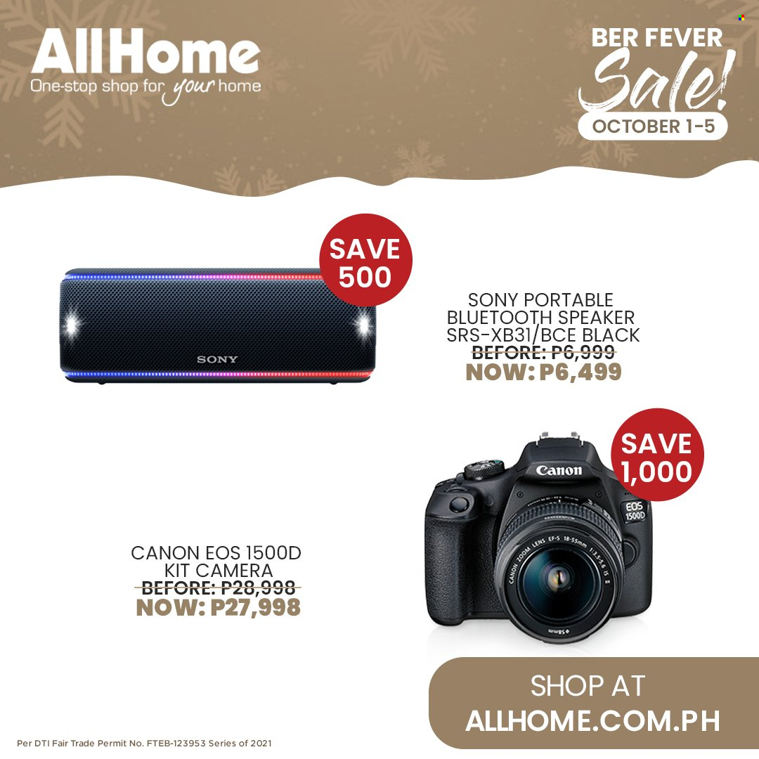 AllHome offer  - 1.10.2021 - 5.10.2021 - Sales products - Sony, camera, Canon, speaker, bluetooth speaker. Page 4.