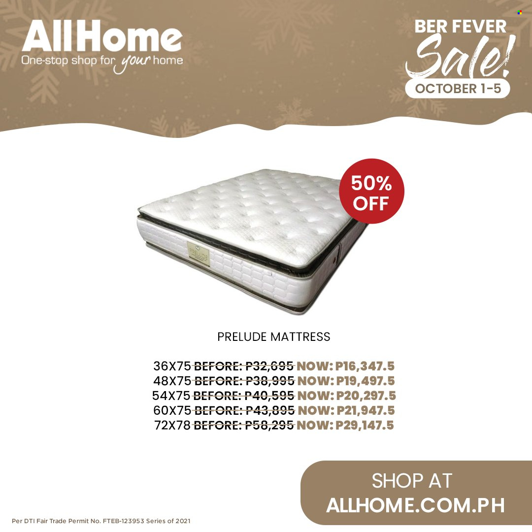 AllHome offer  - 1.10.2021 - 5.10.2021 - Sales products - mattress. Page 10.