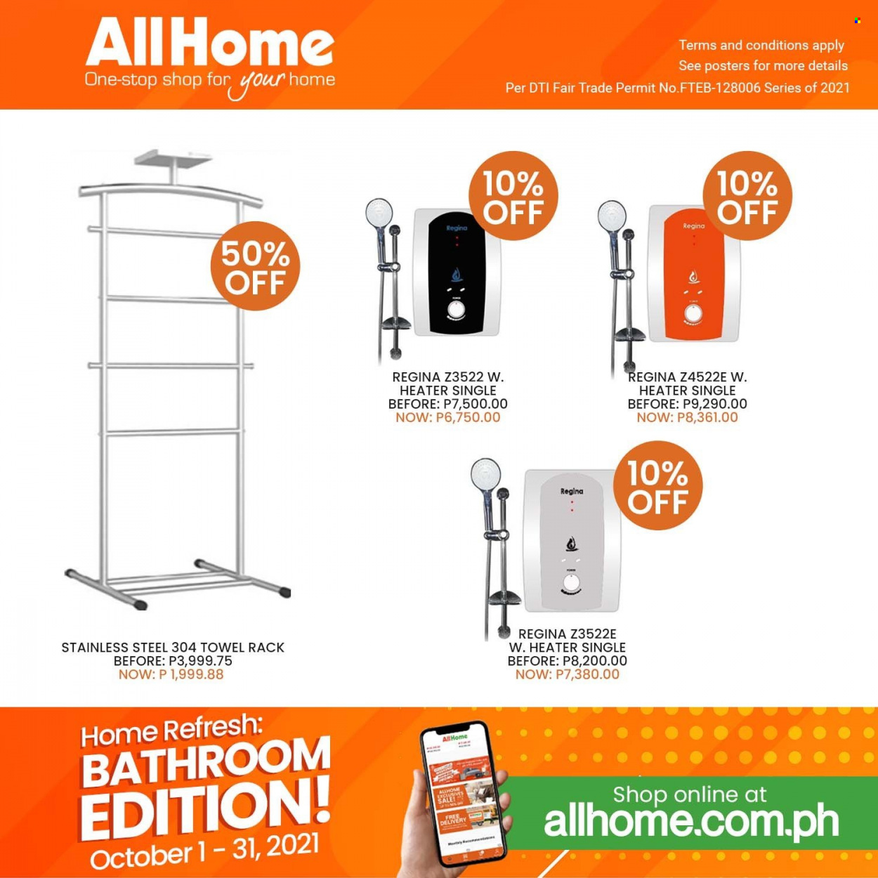 thumbnail - AllHome offer  - 1.10.2021 - 31.10.2021 - Sales products - towel hanger. Page 1.