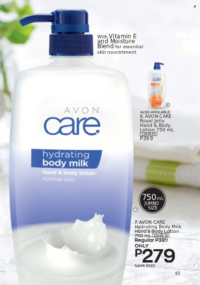 thumbnail - Avon offer  - 1.10.2021 - 31.10.2021 - Sales products - Avon, royal jelly, body lotion, body milk. Page 65.