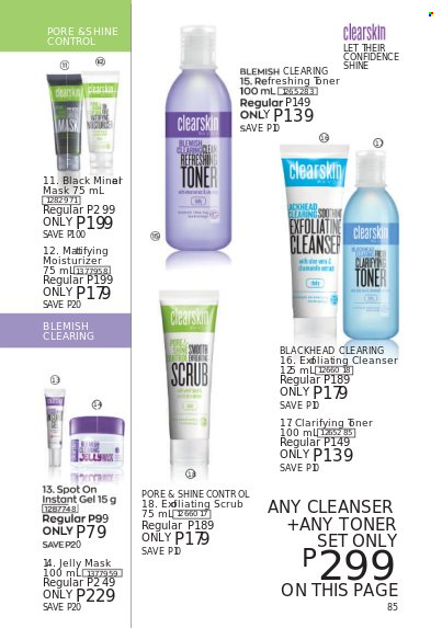 thumbnail - Avon offer  - 1.10.2021 - 31.10.2021 - Sales products - cleanser, moisturizer, toner. Page 85.